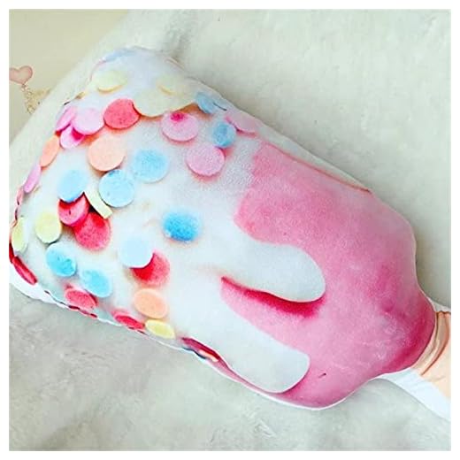 HJYHXY Simulering is söt cylinderkudde glass milkshake frukt issten plyschleksakskudde – rosa vit färgglad glass_kräm pops: 55 x 30 cm