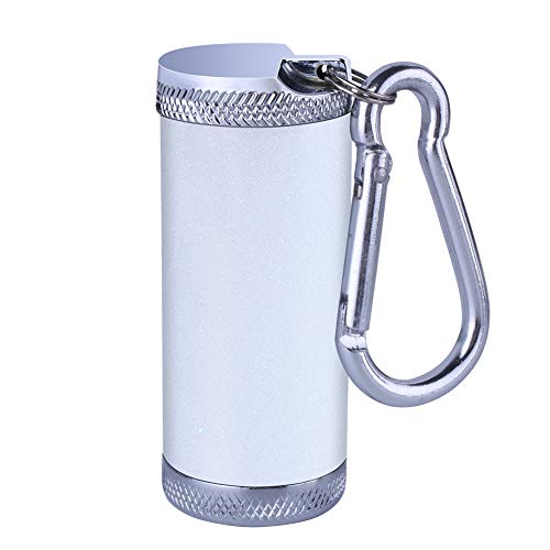 MEISTAR 灰皿携帯 密閉 ホワイト カラビナ付き ミニ アルミ 出かけ アウトドア用