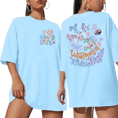 Oversized Country Music Shirts for Women Concert Tshirt Music Festival Shirt Cute Graphic Tees Music Fans Gifts Top Blue