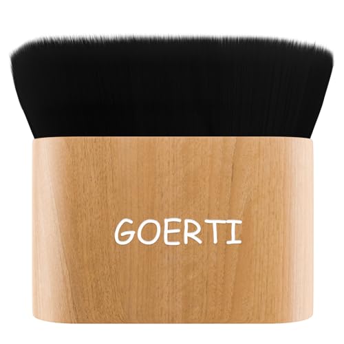 Professional Makeup Kabuki Foundation Brush for Face and Body Makeup, Bamboo Handle Large Powder Brushes, Full Coverage Base Brush for Liquid, Highlighter, Bronzer, Cream or Flawless Cosmetics