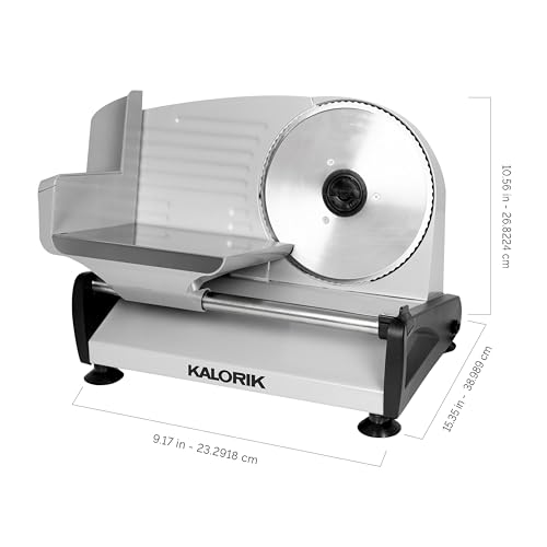 Kalorik Professional Electric Food and Meat Slicer Features Adjustable Thickness Control & Safety Pusher with Thumb Guard, Easy Clean Removable 7.5-Inch Blade, 200-Watts, Silver by Kalorik - Image 5