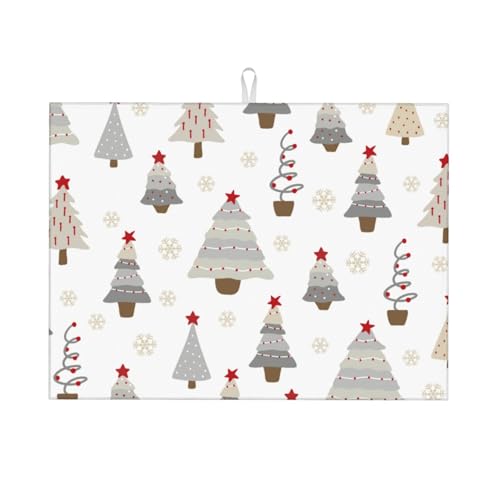 Absorbent Dish Drying Mat For Kitchen Counter, Christmas Tree Microfiber Dish Drying Pad 18x24 Inch, Kitchen Gadgets For Easy Clean Multi-Use