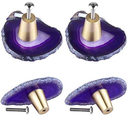 mookaitedecor 4 Pack Agate Cabinet Knobs and Pulls for Cabinets Drawers
