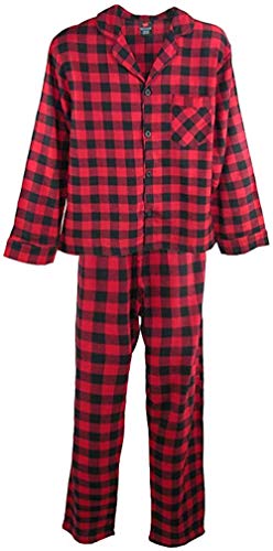 Hanes Men's 100% Cotton Flannel Plaid Pajama Top and Pant Set
