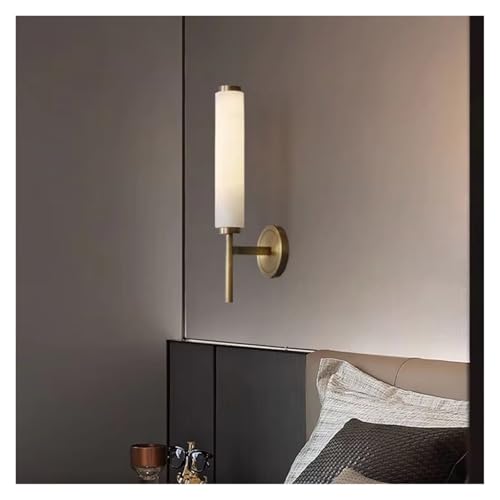 Lampada da Parete A LED Effetto Marmo Naturale - Apparecchio in Rame Ele per Scale, Ingresso, Camera da Letto, Bagno - Elegante Complemento D'Arredo per Interni MOD,Warm Light-W12CM H48CM