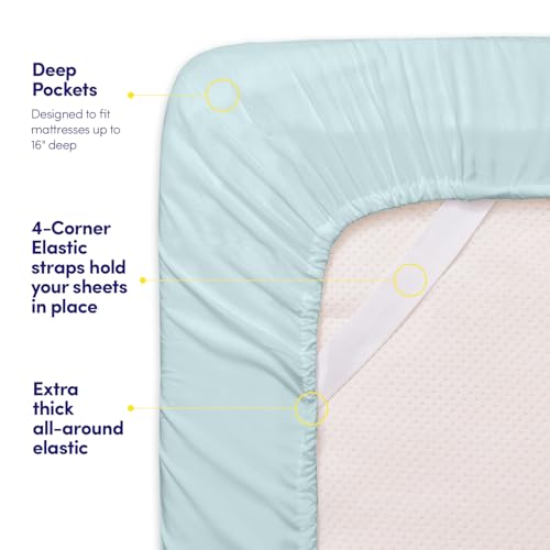 Image of 1500 Supreme Collection Queen Sheet Sets Light Blue- Luxury Hotel Bed Sheets and Pillowcase Set for Queen Mattress - Extra Soft, Elastic Corner Straps, Deep Pocket Sheets, Queen Light Blue