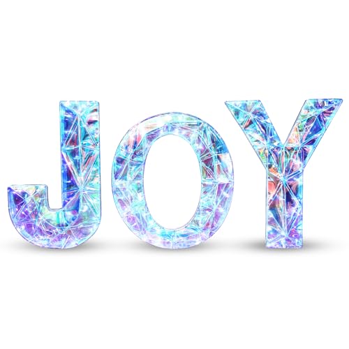 HOYECHI 3-Piece Christmas Joy Yard Decoration - 3D Prismatic Lighted