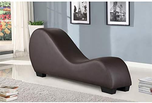 Kingway Furniture Faux Leather Deluxe Curved Relaxing Yoga Chaise in Brown