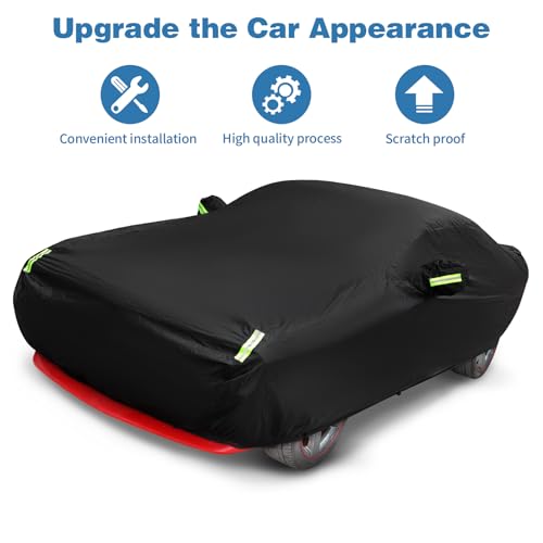 Image of for Challenger Car Cover Waterproof All Weather Full Car Covers Compatible with Dodge Challenger 2010-2024 Black