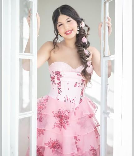 Short Floral Homecoming Dresse for Teens 2025 Tiered Tulle Strapless A Line Prom Cocktail Party Gowns with Ruffles3