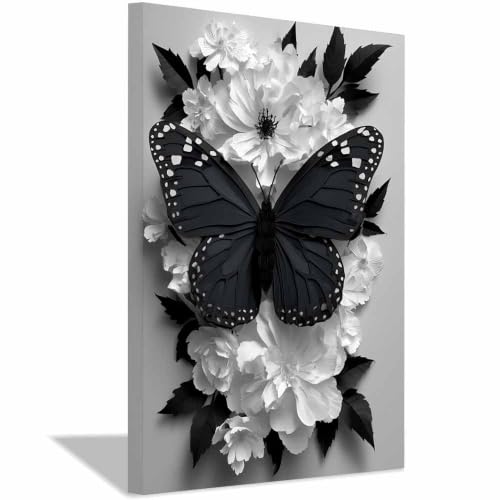 Affiche noir et blanc fleur de monarque HOQIU pour salon et chambre cosy