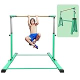 GLANT Foldable&Movable Gymnastic Kip Bar,Horizontal Bar for Kids Girls Junior,3' to 5' Adjustable He