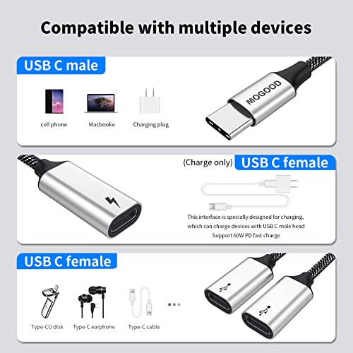 Usb C To Usb C Female Adapter Usb Splitter Y Cable,(Not For Monitor) Usb C Male To 3 Usb-C Female Cord Converter,3 Usb C Port Hub Charger Power Split Adapter For Mac,Xbox One Series X/S,Ps5,Laptop #TOP5