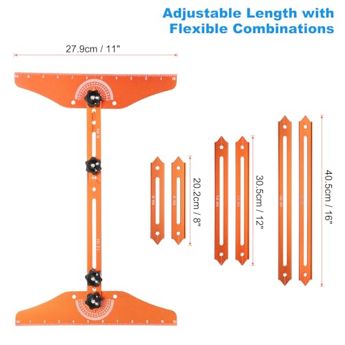 QUARKZMAN Stufen-Treppenvorlagenwerkzeug 8 verstellbare Längenmesswerkzeug Jig-Messgerät für Treppenstufen Geeignet für Treppen, Setzstufen und Trennwände, Gelb