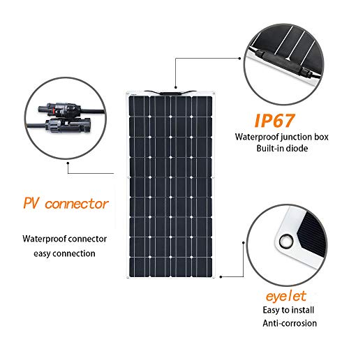 Xinpuguang Flexible Solar Panel 100W 12V Monocrystalline Solar Charger Off Grid For 12V Battery Rv Trailer Van Caravan Boat Home (100W) #TOP2