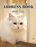 Address Book With Tabs: Large Print Address Book for Seniors with Alphabet Tabs : My Cat Cover Size 8.5x11