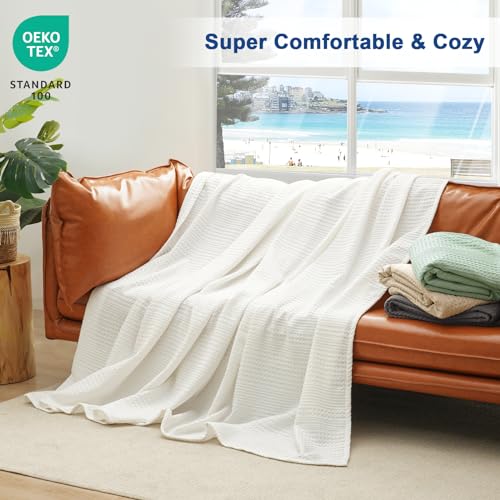 Phf Ultra Soft Waffle Weave Blanket Queen Size For Bed, Lightweight And Breathable Thin Blanket - 90"X 90 Inch Soft Woven And Cozy Blanket For Couch Sofa Home Decor thumb #5