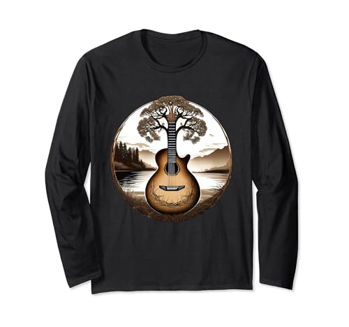 Vintage Acoustic Guitar Tree The Lake Musician Guitarist Manche Longue