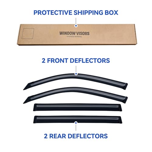 Image of Window Visors Rain Guards for 2008-2016 Toyota Land Cruiser, Out-Channel Window Vent Wind Deflectors Visors Shades
