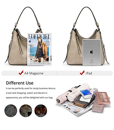 Handbags For Women Large Designer Ladies Hobo Bag Bucket Purse Faux Leather (Khaki) #TOP2