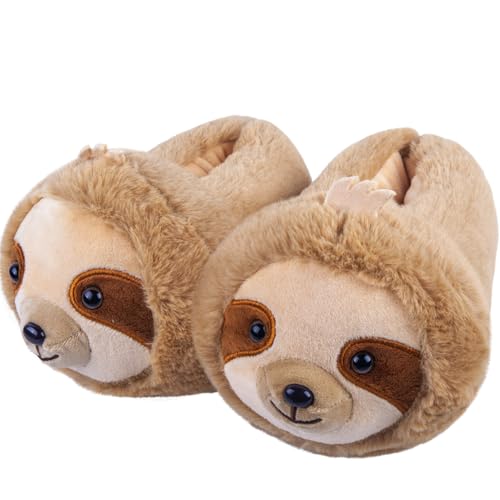 ARELUX Womens Slippers Cute Wild Animal Fuzzy Plush Funny Slippers Novelty Sloth Cozy Soft Winter Warm House Shoes for Indoor/Outdoor