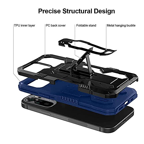 Xiaomi Redmi Note 10 4G Case - 2 Pack Tempered Glass Screen Protector & Rugged Hybrid Dual Layer Military-Grade Phone Cover with Belt Clip - BLUE