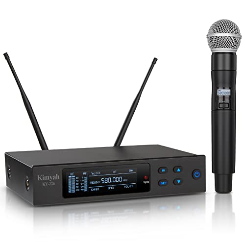 Kimyah True Diversity 492Ft Wireless Handheld Microphone System, 100 Channels Uhf Cordless Microphone For Singing, Auto Ir Connect Microphone Wireless & System Suitable For Church, Wedding,Dj, Karaoke #TOP5