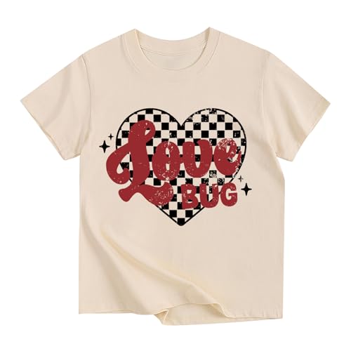 Love Bug Valentines Shirt Boys Cotton Crewneck Short...
