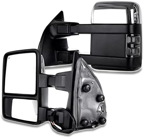 FEIPARTS Tow Mirrors Towing Mirrors Fit for 2008-2016 for Ford for F250 for F350 for F450 for F550 Super Duty Towing Mirrors with Left Right Side Power Adjusted Heated Turn Signal with Chrome Housing