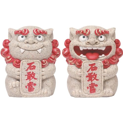 Lions Gardiens Chinois : Cadeau Traditionnel Rouge de Décoration Élégante