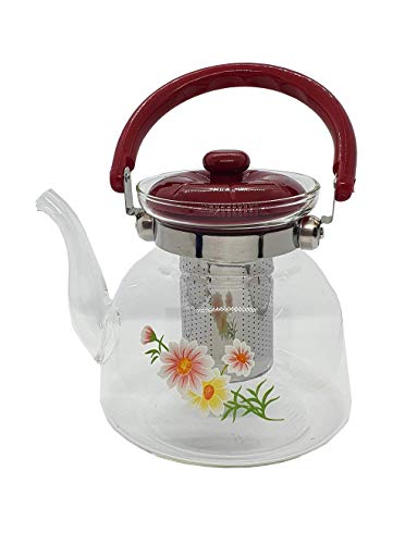 Chaleira de Vidro com Infusor Alça e Tampa de Plástico 1L