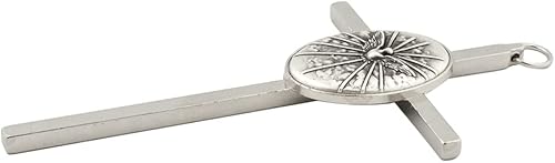 Miniatura 2 de Pequeña cruz metálica de pared, 4.5 pulgadas de alto, gran regalo católico para bautismo, primera comunión y confirmación, decoración cristiana para