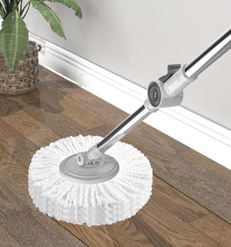 JUNYFFF Wischmopp Set Mit Eimer, 2 in 1 Bodenwischer Komplett Set Mit 5 Microfaser Moppkopf Und Teleskopstiel, Einziehbarer Wischmopp Mit Auswringfunktion Geeignet Für Alle Arten Von Bodenbelägen – Bild 7