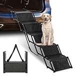 LEIBOU Dog Stairs for Cars, Portable Folding Pet Ramps for Cars, SUV, Trucks, Lightweight Pet Ramp for Large Dogs with Non-Slip Surface, Reinforced Dog Steps Supports Up to 200 lb, 5 Steps