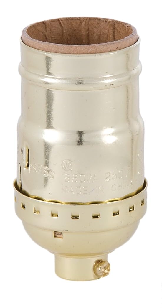 B&P Lamp® Full Keyless Medium Base E26 Socket, Brite Gilt Finish, NO UNO, with Set Screw