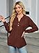 Long Sleeve Shirts for Women Oversized Henley Tunic Tops V Neck Casual Top Loose Fit Pullover Sweaters Fashion Clothes Brown