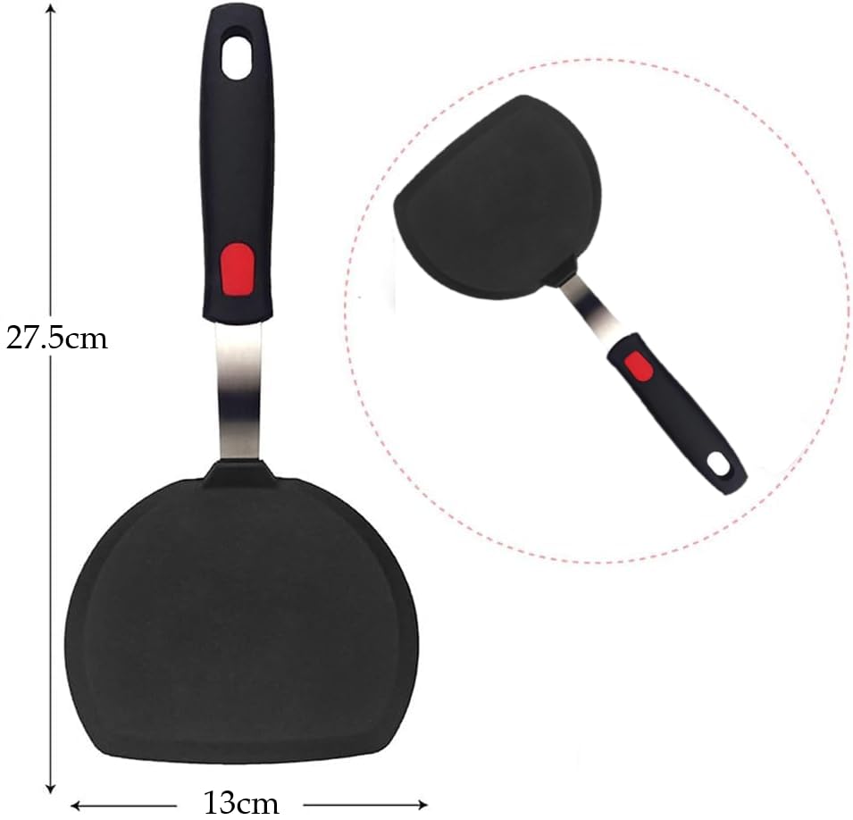 Image of Baskety Silicone Turner Spatula Set - 480F Heat-Resistant Flexible Rubber Silicone Spatulas - Silicone Cooking Utensil Set - Egg Turners, Pancake Flippers, Kitchen Spatulas ((O) Pack of 1)