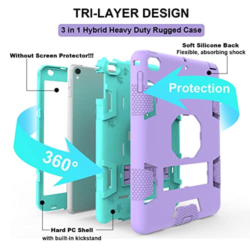 CCMAO iPad mini 5 Case 2019, iPad mini 4 Case 2015, Heavy Duty Shockproof Hybrid Protective Cover for iPad mini 5th/4th Generation 7.9 inch, Purple+Green by CCMAO - Image 2