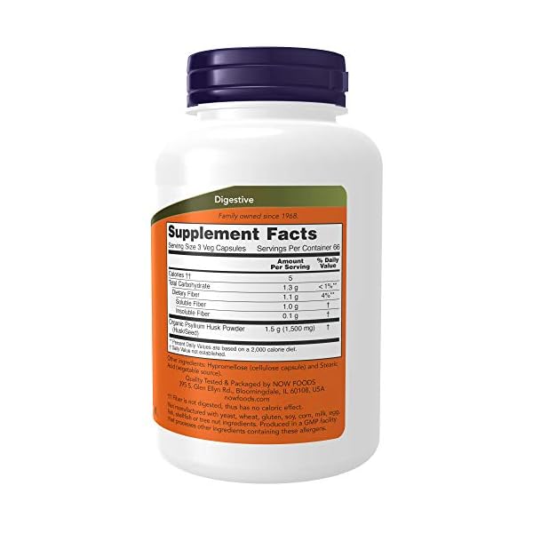 Now-Supplements-Psyllium-Husk-Caps-500-mg-Non-GMO-Project-Verified-Natural-Soluble-Fiber-Intestinal-Health-200-Veg-Capsules NOW Supplements, Psyllium Husk Caps 500 mg, Non-GMO Project Verified, Natural Soluble Fiber, Intestinal Health*, 200 Veg Capsules
