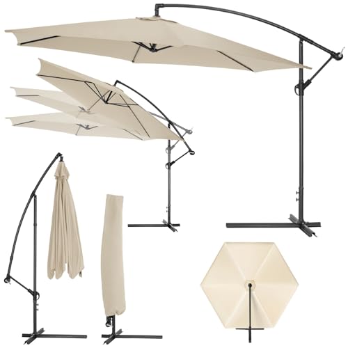 TecTake® Sombrilla Parasol, Protección UV, Inclinación Ajustable, Parasol Jardin, Sombrilla Terraza Exterior, Patio, Funda Protectora, Ventilación Superior, Parasol Terraza Exterior - 3,5m Beige