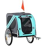 PawHut Hundeanhänger Fahrradanhänger Hundetransporter Hunde Fahrrad Anhänger für kleine mittelgroße Hunde Oxfordstoff Regenschutz atmungsaktiv Grün 130 x 73 x 90 cm