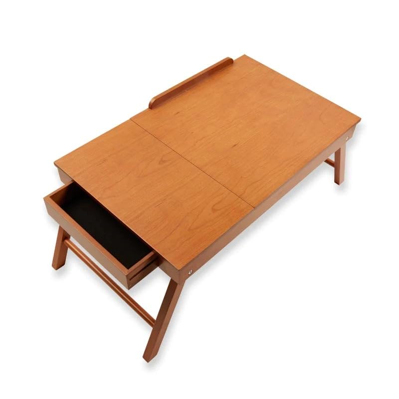 Image of Wooden Finish Standard Multi-Purpose Foldable Portable Bed Table. (Natural)