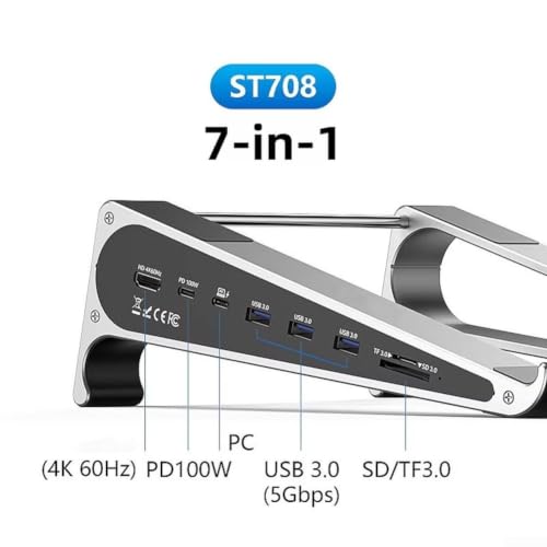 Soporte de aluminio para laptop con hub USB C de diseño robusto 2