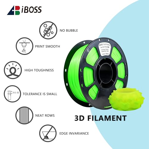 Image of iBOSS 3D Printer Filament, Temperature Color Change PLA+ Filament 1.75mm, Neatly Wound 3D Printing Filament, Dimensional Accuracy + /-0.02mm, Fit for Most FDM 3D Printers, 1KG Spool. (Green to Yellow)
