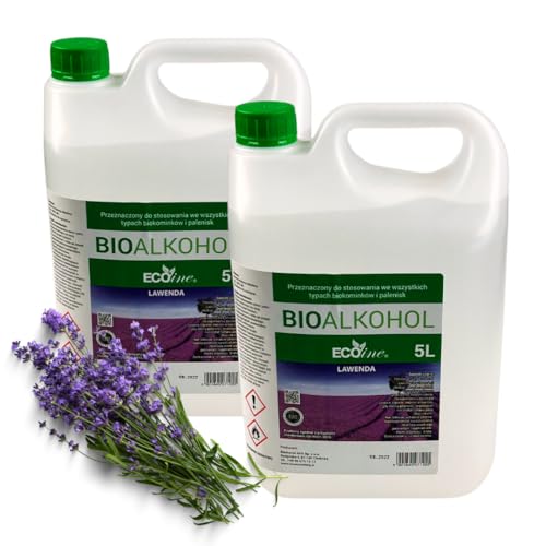 10 Liter Bioethanol mit Lavendel Duft (2 x 5L Kanister) | Biobrennstoff für Bioethanol-Kamine, für Ethanol-Kamin, Tischkamin Indoor/Outdoor – Rauchfrei...