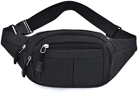 heavKin Men's and Women‘s Oxford Sport Fitness Waist Pack -Fanny Pack with 3-Zipper Pockets, Waist Bag Travel -Adjustable Belt for Workout Vacation Hiking (Black, 14X28X10cm)