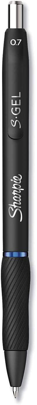 Sharpie S Gel Pens, Medium Point, 0.7 mm, Black/Blue Barrel, Blue Ink, Pack Of 36 Pens