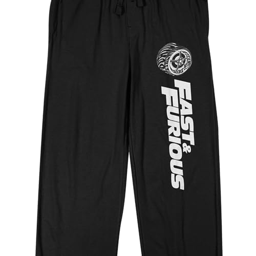 Bioworld Fast & Furious Wheel Logo Men's Black Sleep Pajama Pants2