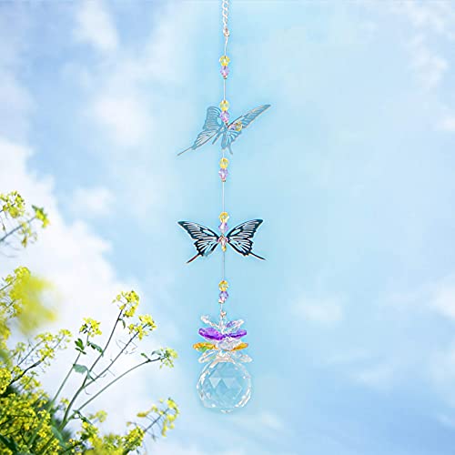 WEISIPU Crystal Canging Decorations - Crystal Cutterfly Car Hanging Ornament Suncatchers for Windows, Christmas Tree Decor, Gifts - Thumbnail 2