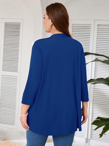 Image of AusLook Women's Plus Size Lightweight Open Front Cardigan 3 /4 Sleeve Cover Ups Shrugs Shawls and Wraps Kimono Jacket Coat